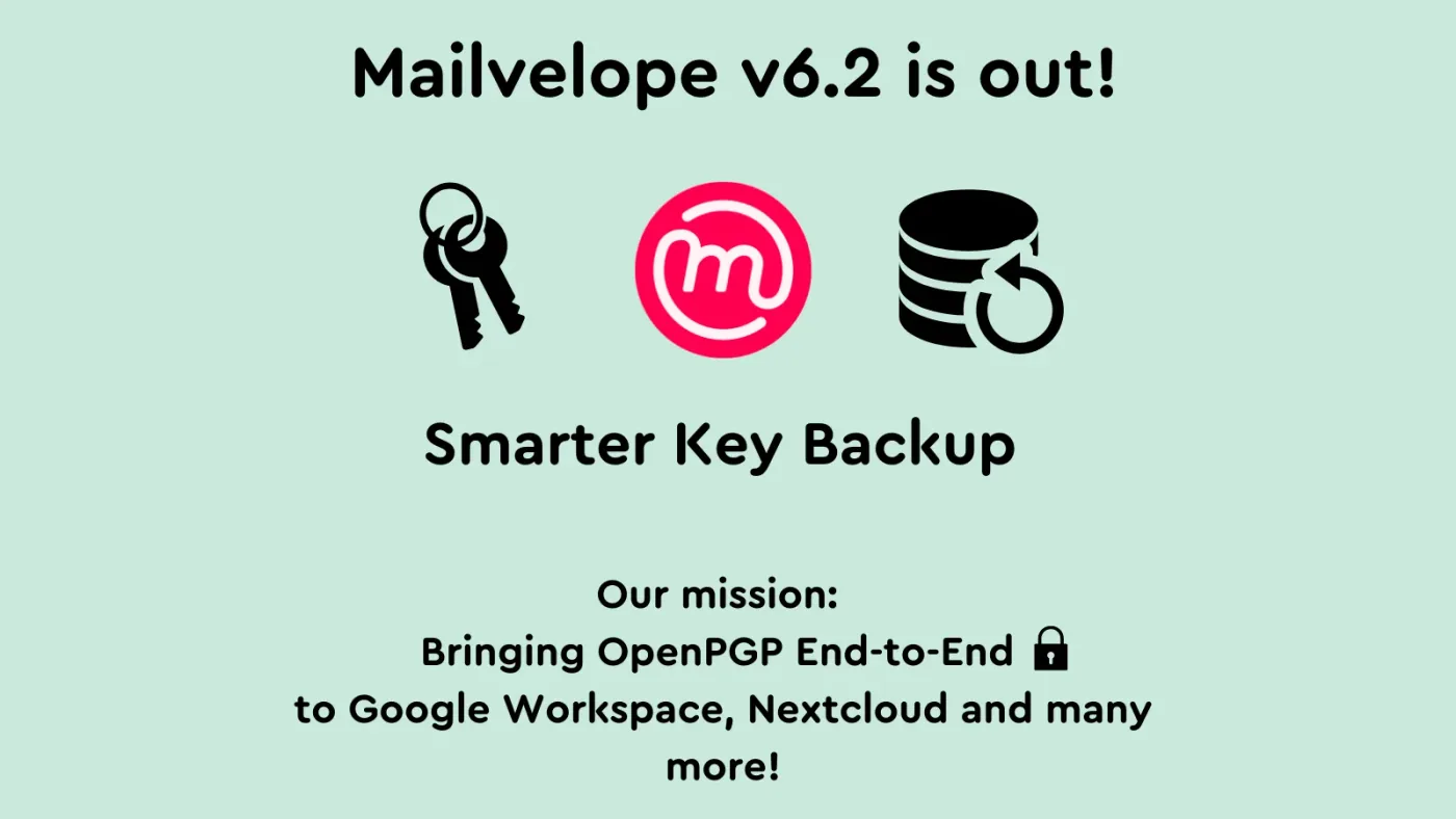 Mailvelope v6.2 Smarter key backup.