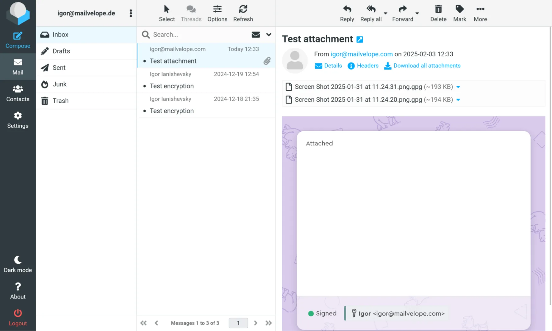 Mailvelope activé dans l'éditeur Roundcube